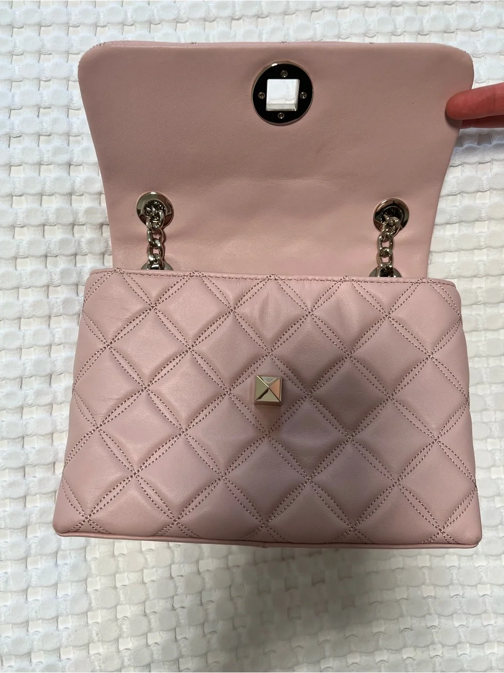 Kate Spade Small Quilted Rose Smoke Pink Natalia Shoulder Crossbody Bag